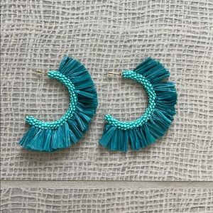 Turquoise Green beaded fan earrings
